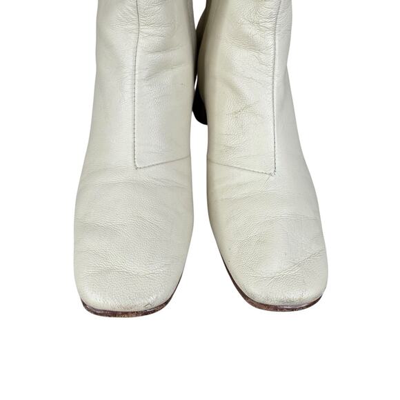 Huma Blanco Leather Ankle Boots White Block Heel Size 40 / US 9 Made in Peru - Picture 4 of 10